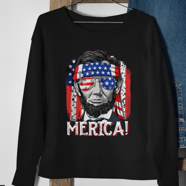 Abraham Lincoln 4Th Of July Merica Men Women American Flag Sweatshirt Gifts for Old Women