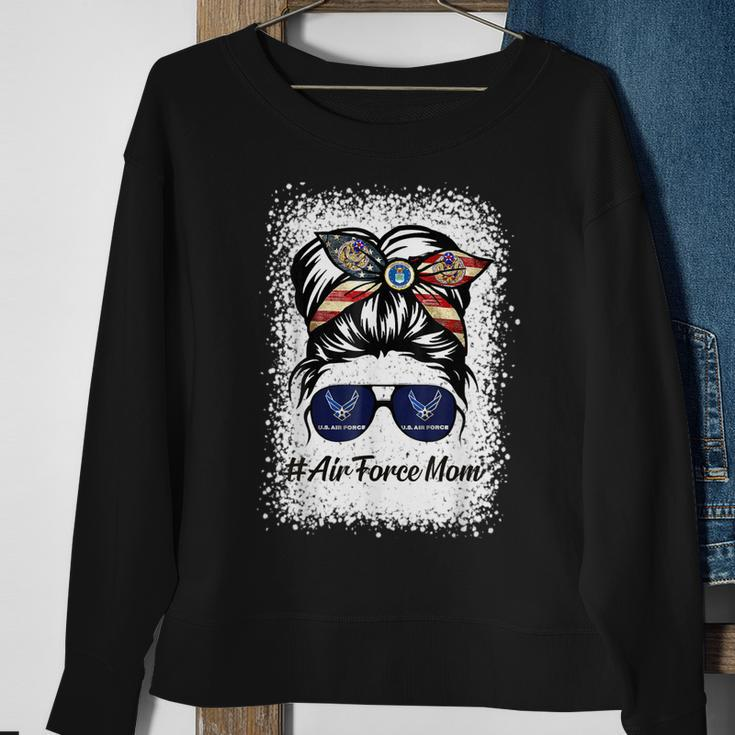 Air Force Mom Messy Bun Sunglasses Military Mom Mothers Day Sweatshirt Gifts for Old Women