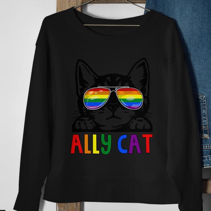 Ally Cat Lgbt Gay Rainbow Pride Flag Pride Month Sweatshirt Gifts for Old Women