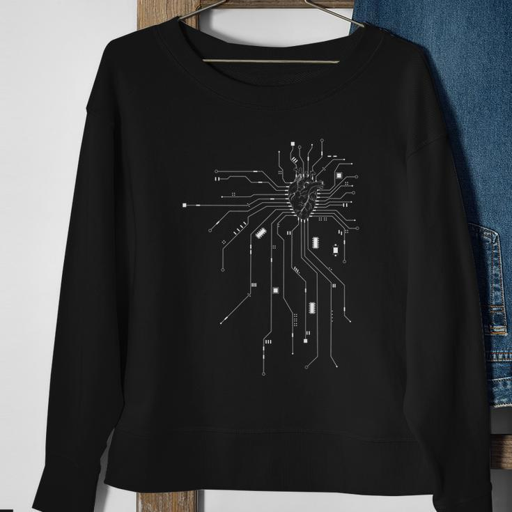 Anatomical Heart Cpu Processor Pcb Board Computer Programmer Sweatshirt Gifts for Old Women