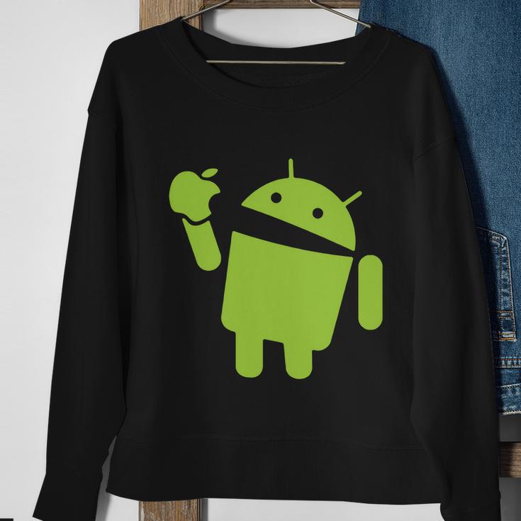 Android Eats Apple Funny Nerd Computer Tshirt Sweatshirt Gifts for Old Women