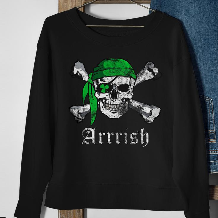 Arrrish Irish Pirate Skull Clover Tshirt Sweatshirt Gifts for Old Women