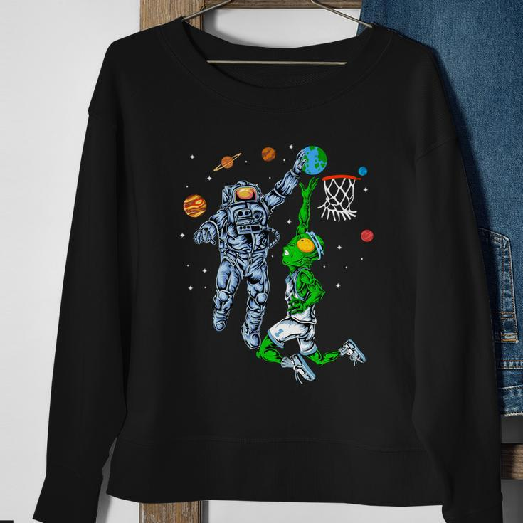 Astronaut And Alien Basketball Sweatshirt Gifts for Old Women