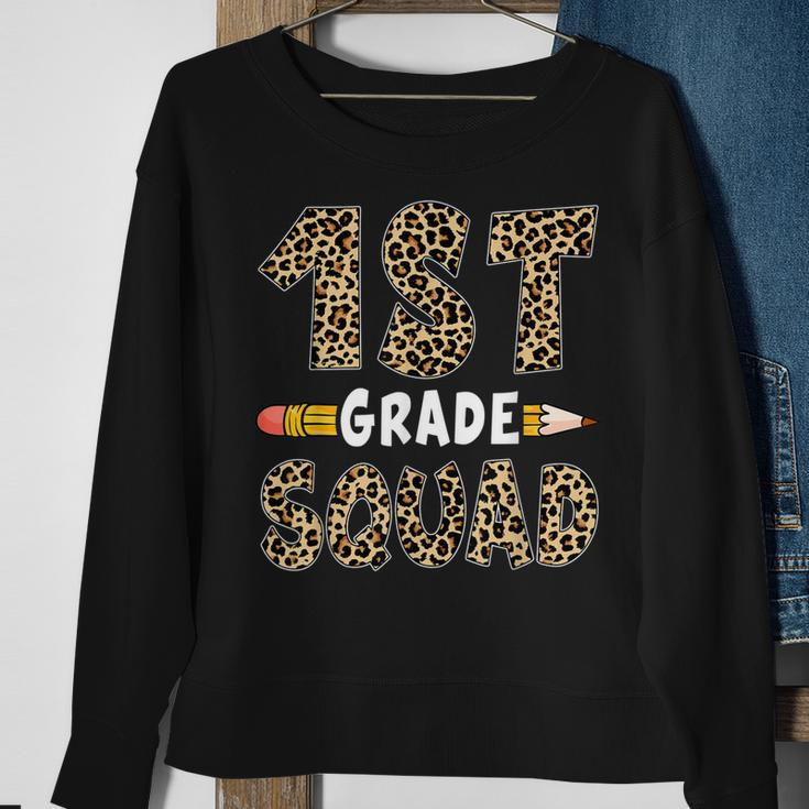 Back To School 1St Grade First Grade Squad Leopard Teacher Sweatshirt Gifts for Old Women