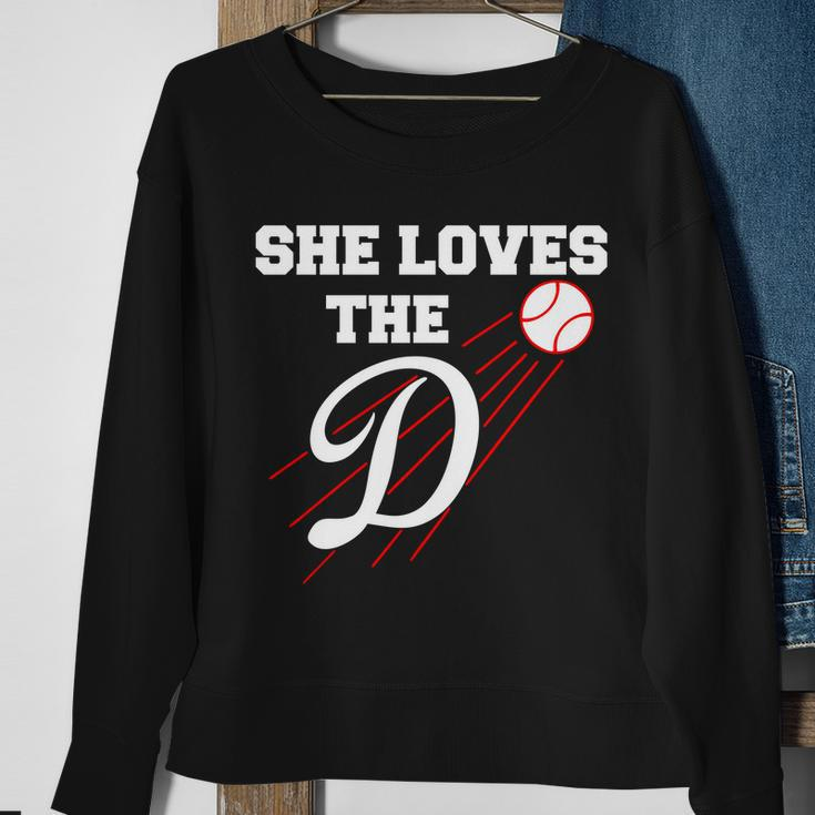 Baseball She Loves The D Los Angeles V2 Sweatshirt Gifts for Old Women