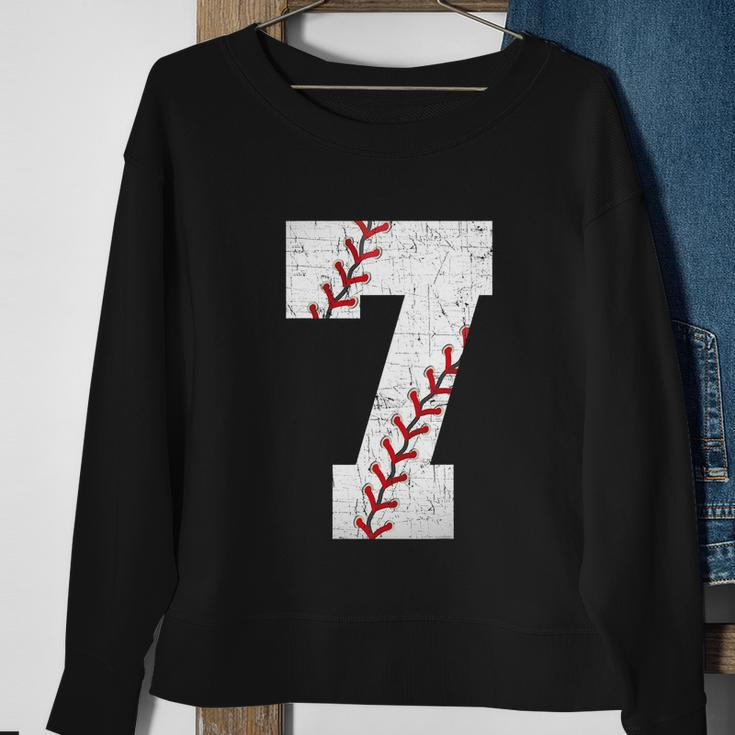 Baseball Softball Lover Seven Years Funy 7Th Birthday Boy Sweatshirt Gifts for Old Women