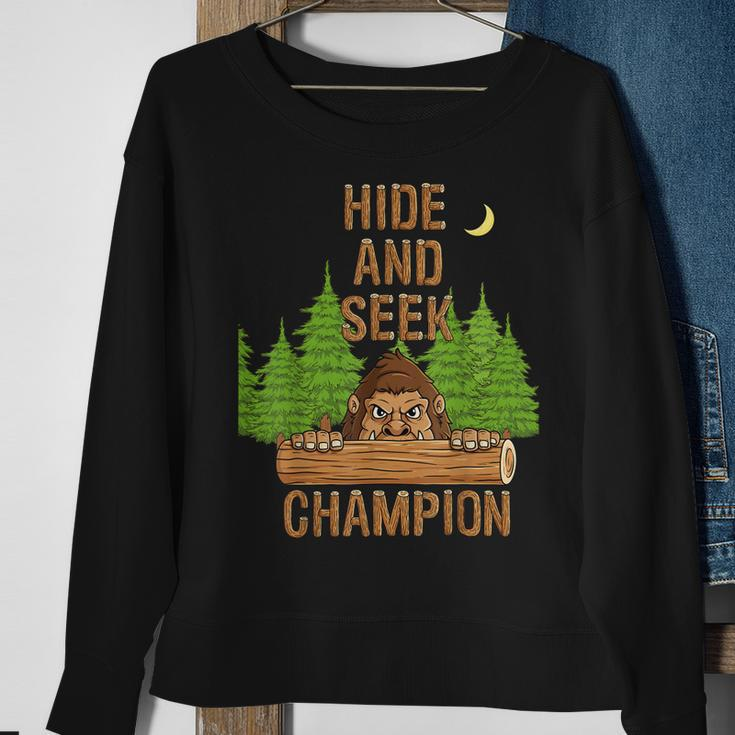Bigfoot Hide And Seek Champion Funny Sasquatch Forest V2 Sweatshirt Gifts for Old Women