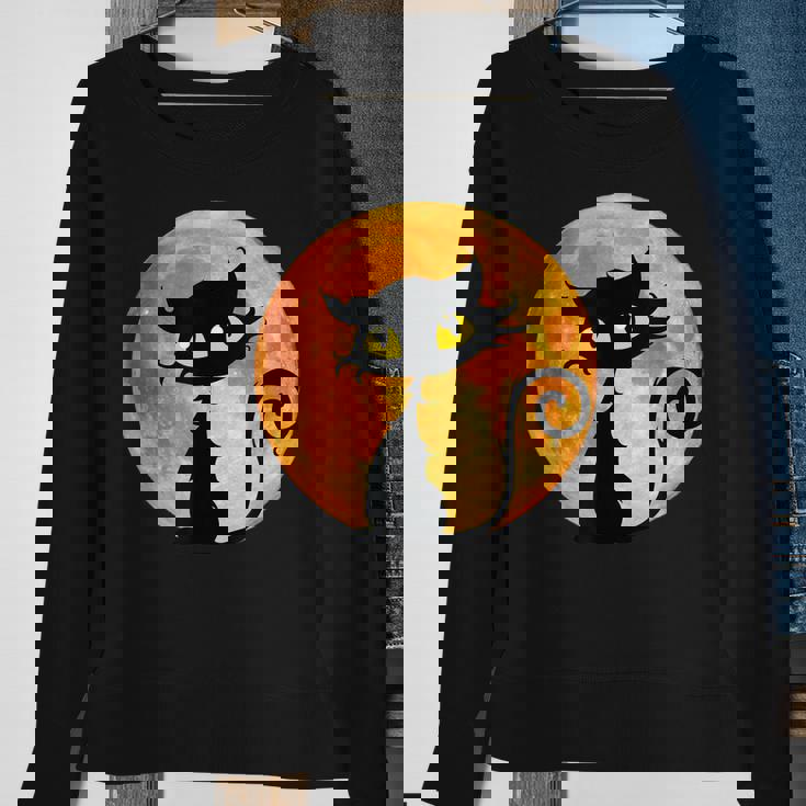 Black Cat Full Moon Halloween Cool Funny Ideas For Holidays Sweatshirt Gifts for Old Women
