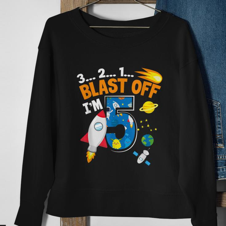 Blast Off Im 5 Funny Astronaut 5Th Birthday Space Costume Sweatshirt Gifts for Old Women