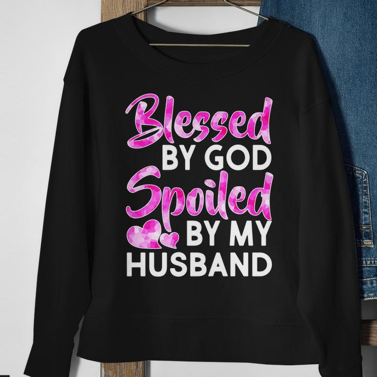Blessed By God Spoiled By Husband Tshirt Sweatshirt Gifts for Old Women