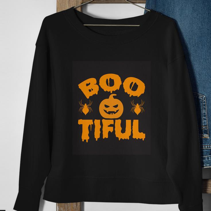 Boo Tiful Pumpkin Halloween Quote Sweatshirt Gifts for Old Women