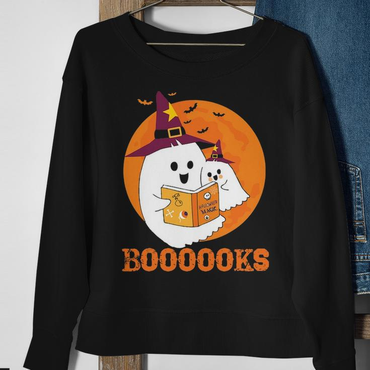 Booooks Halloween Boo Read Books Reading Sweatshirt Gifts for Old Women