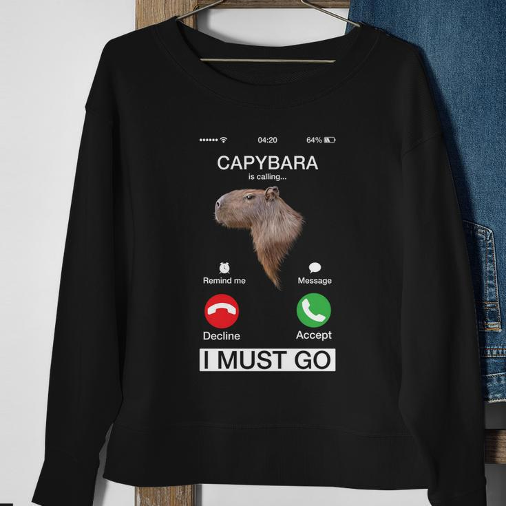 Capybara Is Calling Funny Capibara Rodent Animal Lover Humor Cute Gift Sweatshirt Gifts for Old Women
