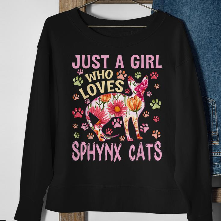 Cat Lover Just A Girl Who Loves Sphynx Cats Funny Sweatshirt Gifts for Old Women