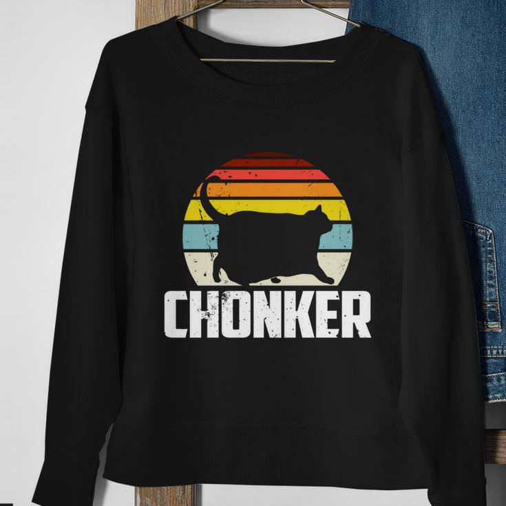 Chonker Fat Cat Meme Funny Chonk Cat Gift Sweatshirt Gifts for Old Women