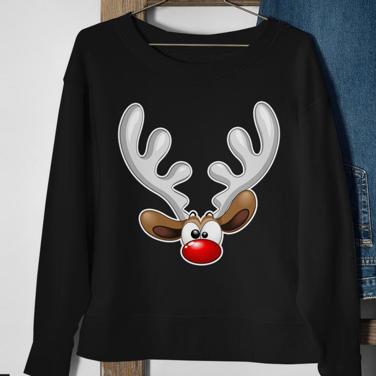 Christmas Red Nose Reindeer Face Graphic Design Printed Casual Daily Basic Sweatshirt Gifts for Old Women
