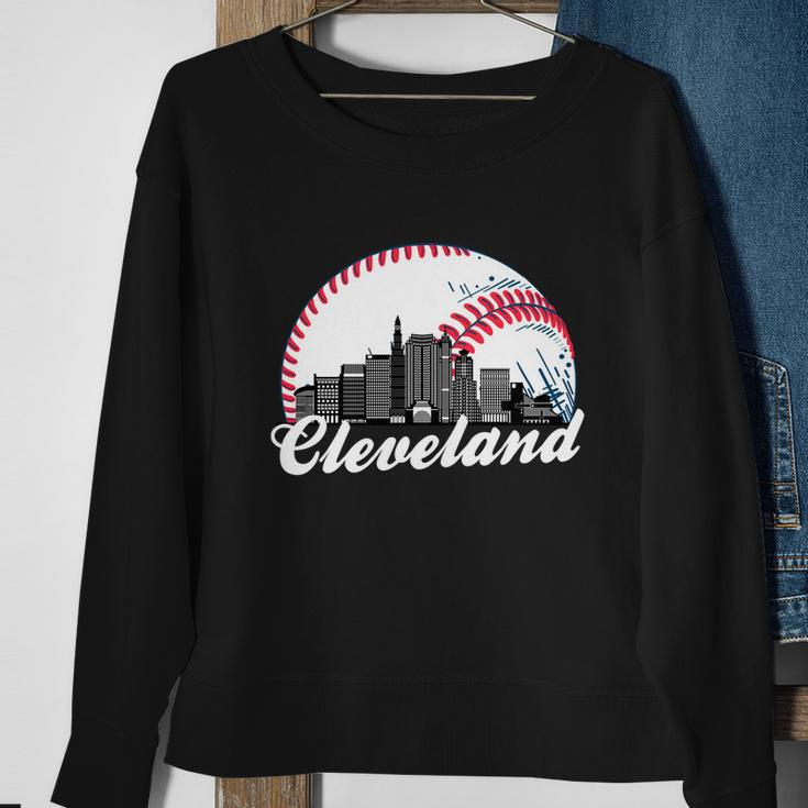 Cleveland Baseball Skyline Retro Tshirt Sweatshirt Gifts for Old Women