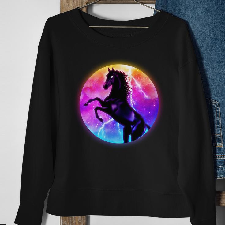 Colorful Retro 80S Eighties Lightning Galaxy Horse Sweatshirt Gifts for Old Women