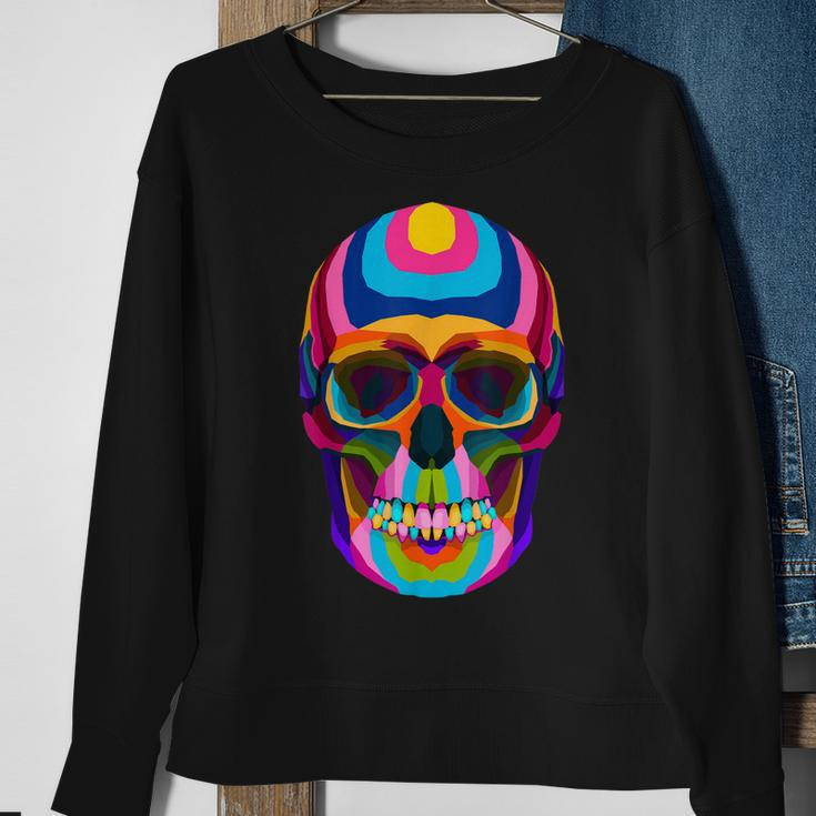 Colorful Sugar Skeleton Scull Halloween Party Costume Sweatshirt Gifts for Old Women