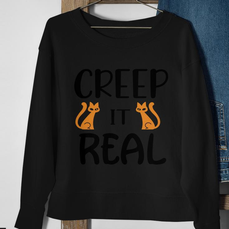 Creep It Real Cat Halloween Quote Sweatshirt Gifts for Old Women