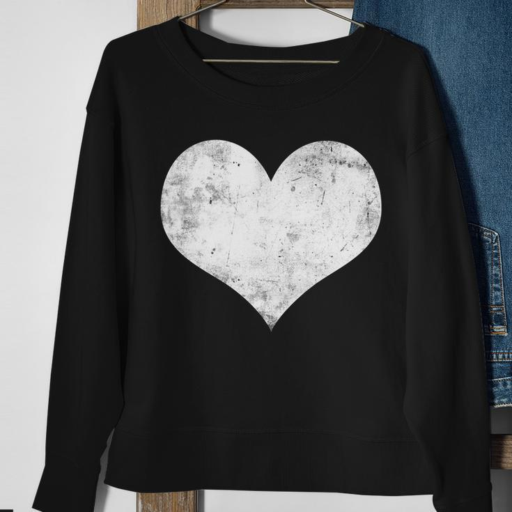 Cute Heart Valentines Day Vintage Distressed Sweatshirt Gifts for Old Women