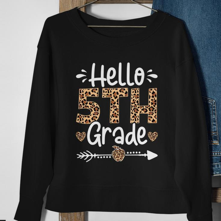 Cute Hello Fifth Grade Leopard Happy Last Day Of School Cool Gift Sweatshirt Gifts for Old Women
