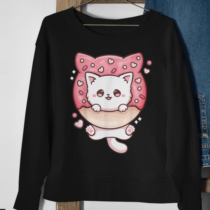 Cute Kawaii Cats Donut Anime Lover Otaku Funny Cats Japanese Men Women Sweatshirt Graphic Print Unisex Gifts for Old Women