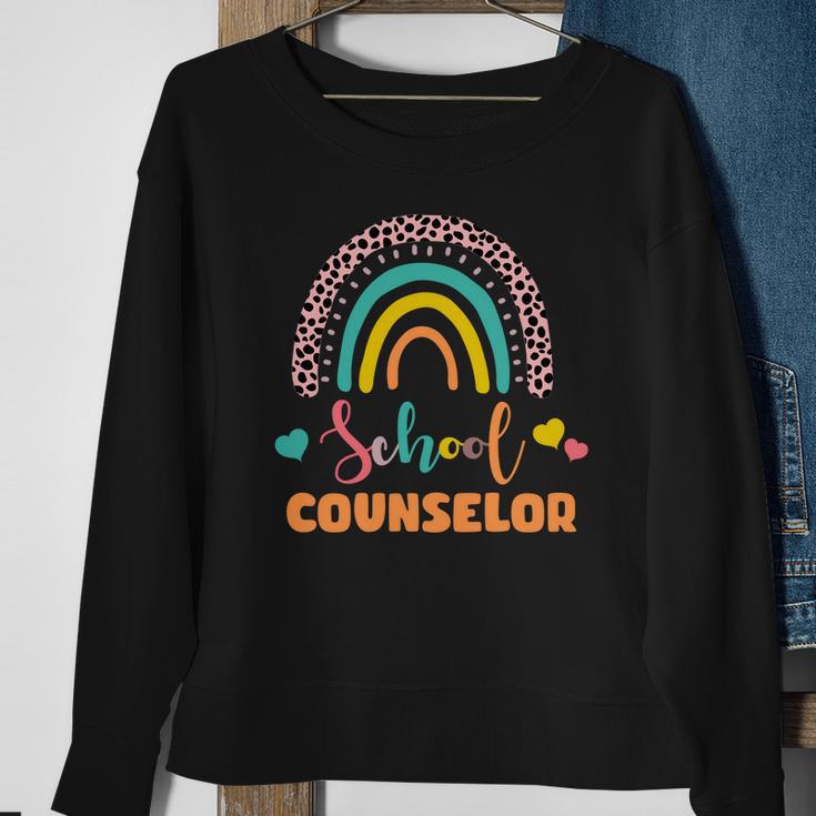 Cute School Counselor Rainbow Sweatshirt Gifts for Old Women