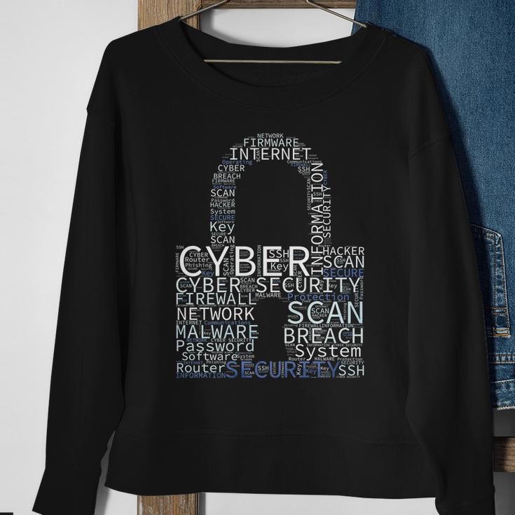 Cyber Security Wordcloud Padlock Sweatshirt Gifts for Old Women