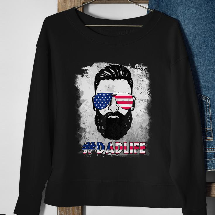 Dad Life Beard Sunglasses Usa Flag Fathers Day 4Th Of July Sweatshirt Gifts for Old Women