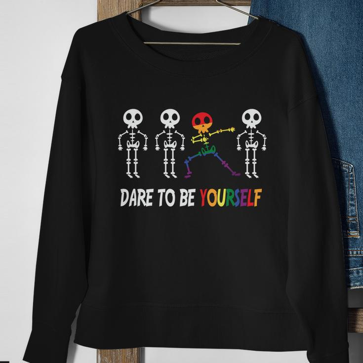 Dare To Be Yourself Lgbt Gay Pride Lesbian Bisexual Ally Quote Sweatshirt Gifts for Old Women