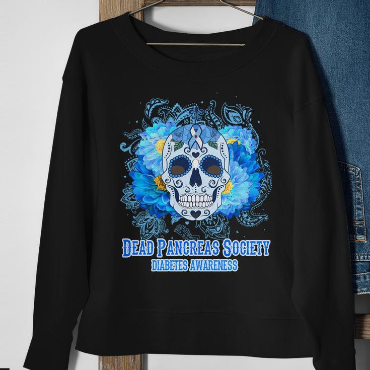 Dead Pancreas Society Diabetes Awareness Sugar Skull Sweatshirt Gifts for Old Women