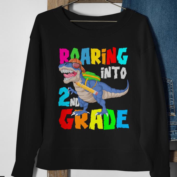 Dinosaur Roaring Into 2Nd Grade Sweatshirt Gifts for Old Women