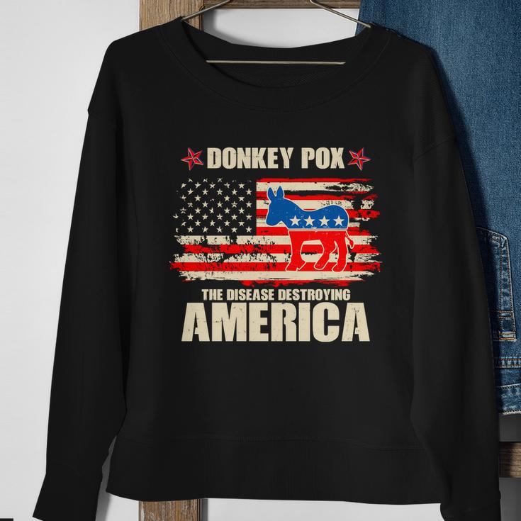 Distressed Donkey Pox The Disease Destroying America Sweatshirt Gifts for Old Women