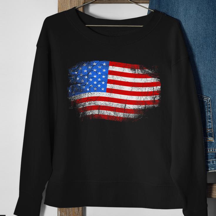 Distressed Usa Waving Flag Sweatshirt Gifts for Old Women