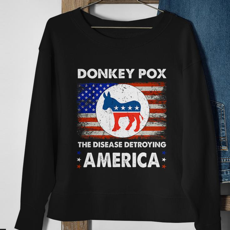 Donkey Pox The Disease Destroying America Usa Flag Funny Sweatshirt Gifts for Old Women