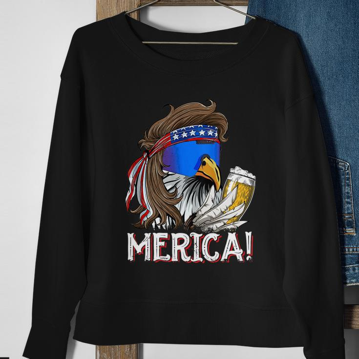 Eagle Mullet 4Th Of July Beer Usa American Flag Merica Cool Gift Sweatshirt Gifts for Old Women