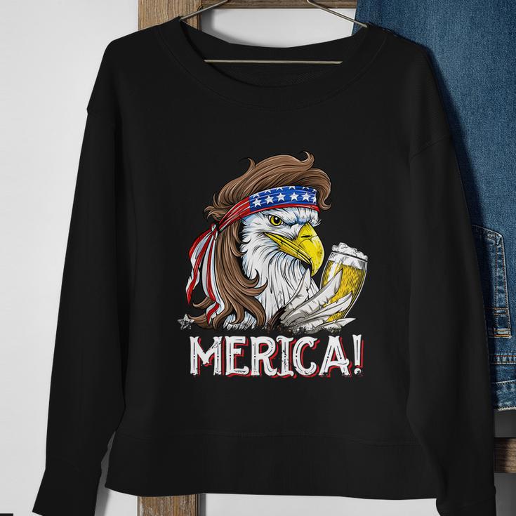 Eagle Mullet 4Th Of July Beer Usa American Flag Merica Meaningful Gift Sweatshirt Gifts for Old Women