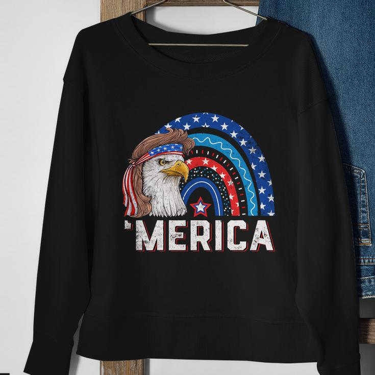 Eagle Mullet 4Th Of July Rainbow Usa American Flag Merica Gift Sweatshirt Gifts for Old Women