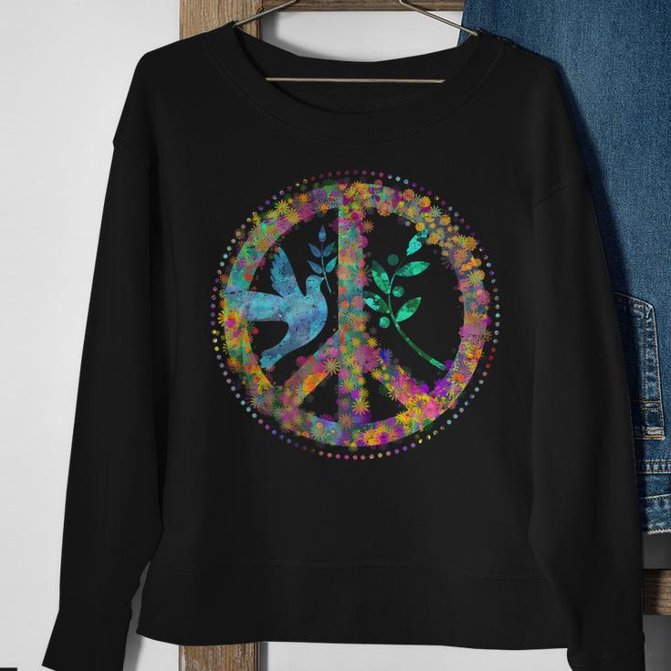 Earth Watercolor Peace Sign Tshirt Sweatshirt Gifts for Old Women