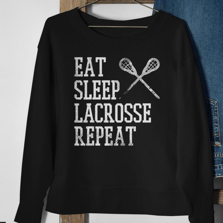 Eat Sleep Lacrosse Repeat Funny Lax Player Men Women Kids Sweatshirt Gifts for Old Women