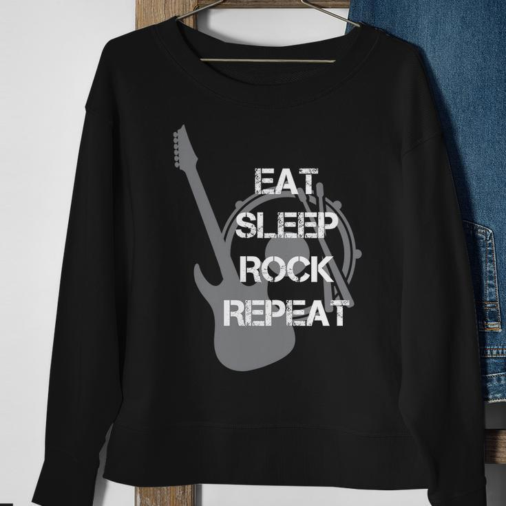 Eat Sleep Rock Repeat Sweatshirt Gifts for Old Women