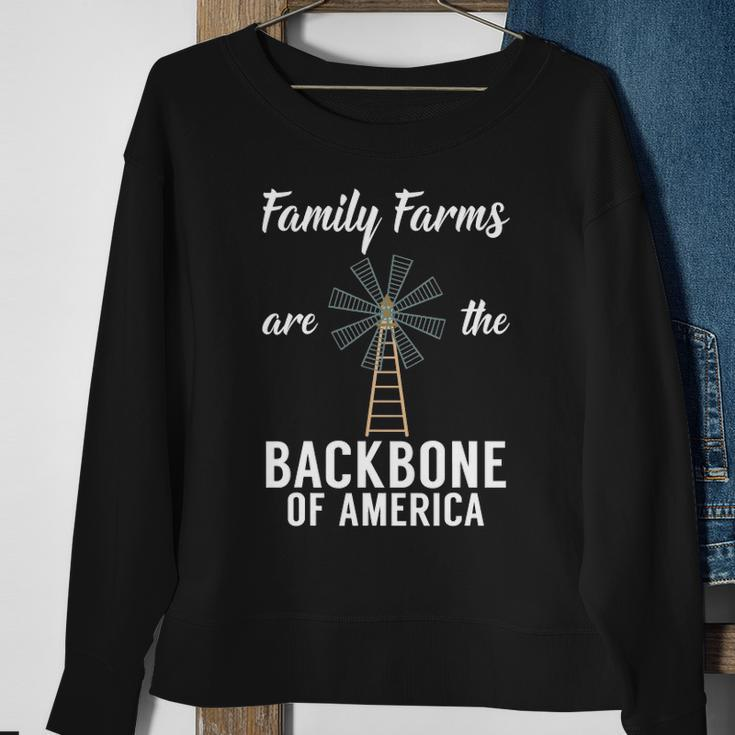 Family Farms Are The Backbone Of America Farm Lover Farming Sweatshirt Gifts for Old Women
