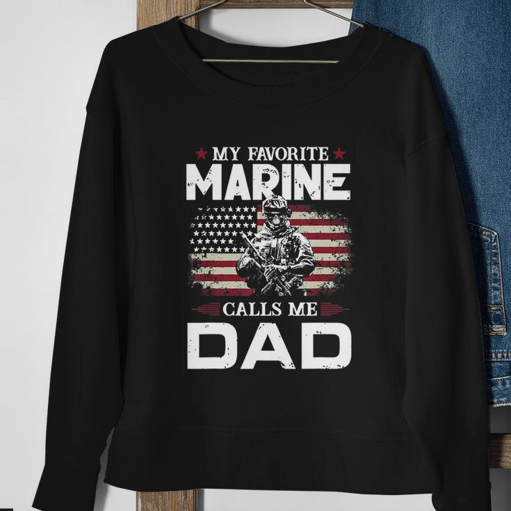 Fathers Day Flag My Favorite Marine Calls Me Dad Tshirt Sweatshirt Gifts for Old Women