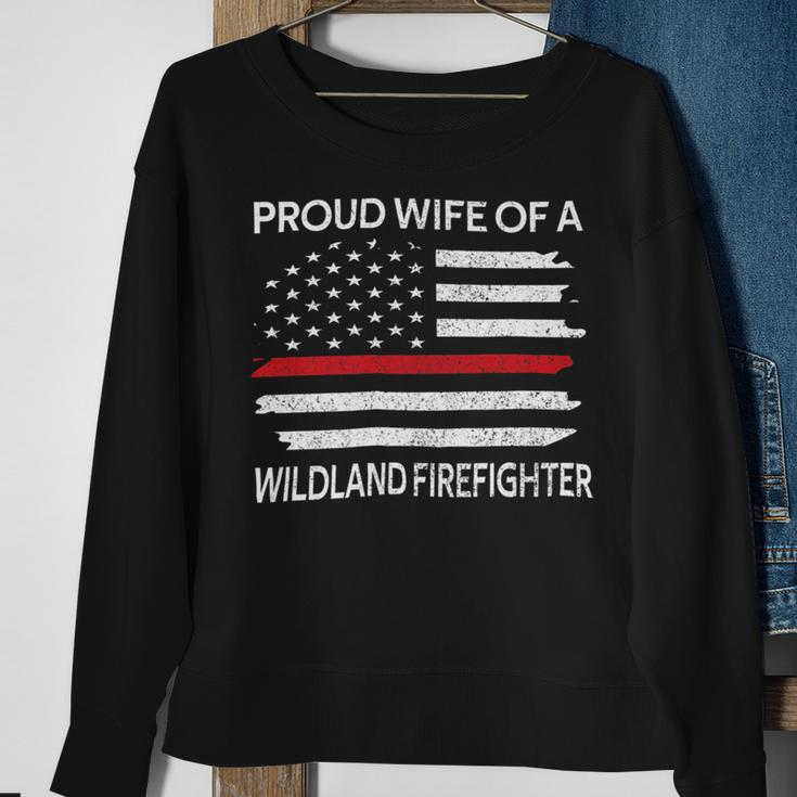 Firefighter Proud Wife Of A Wildland Firefighter Wife Firefighting Sweatshirt Gifts for Old Women