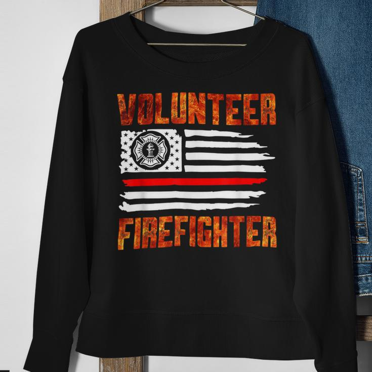 Firefighter Red Line Flag Fireman Wife Girlfriend Volunteer Firefighter Sweatshirt Gifts for Old Women