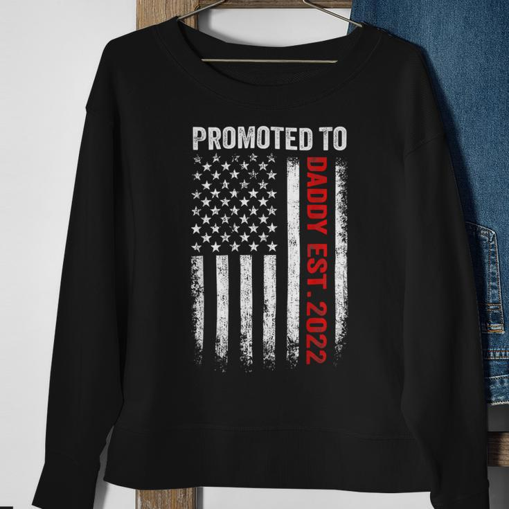 Firefighter Red Line Promoted To Daddy 2022 Firefighter Dad On Back V2 Sweatshirt Gifts for Old Women