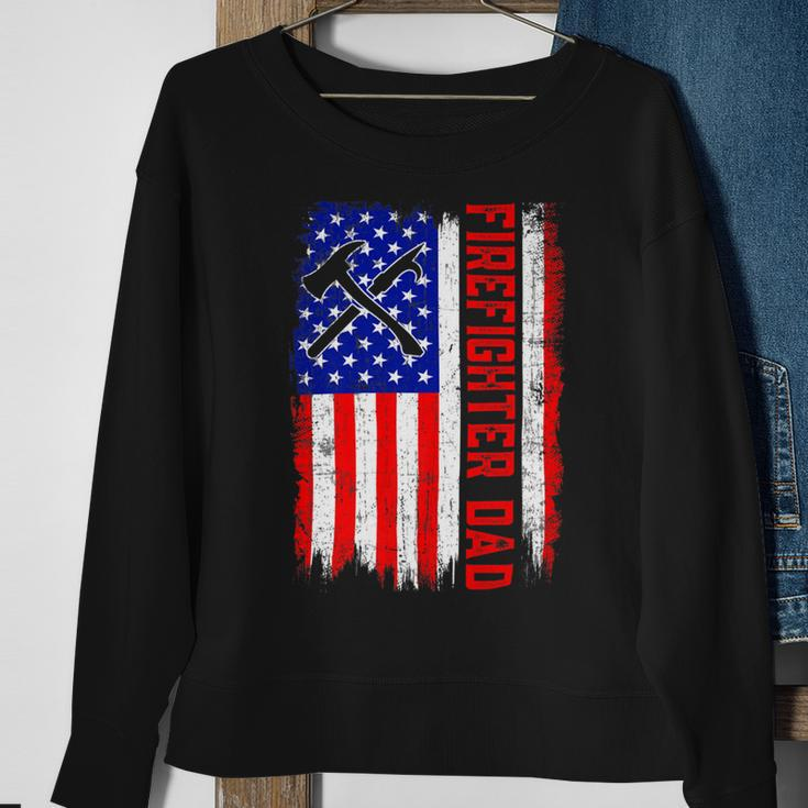 Firefighter Retro American Flag Firefighter Dad Jobs Fathers Day V2 Sweatshirt Gifts for Old Women