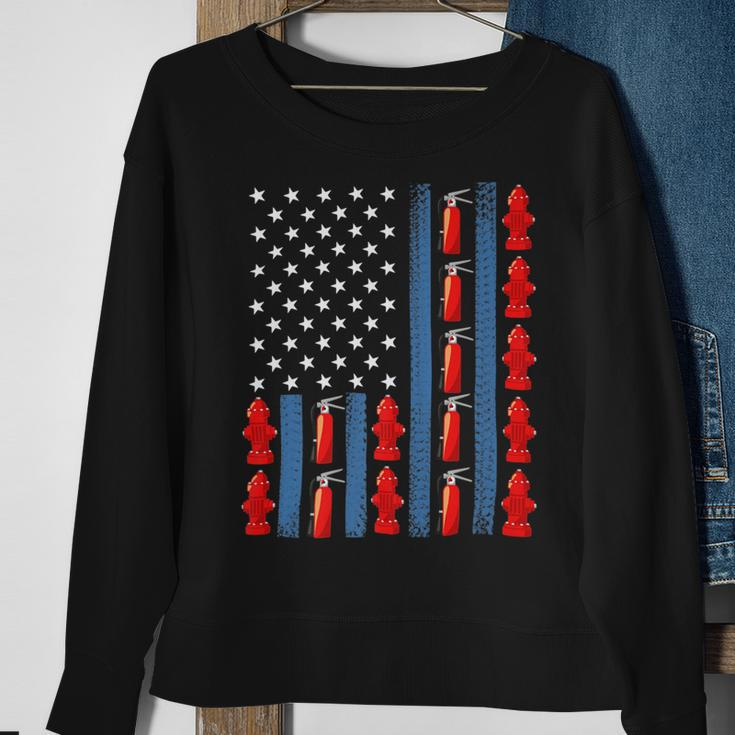 Firefighter Us American Flag Firefighter 4Th Of July Patriotic Man Woman_ Sweatshirt Gifts for Old Women