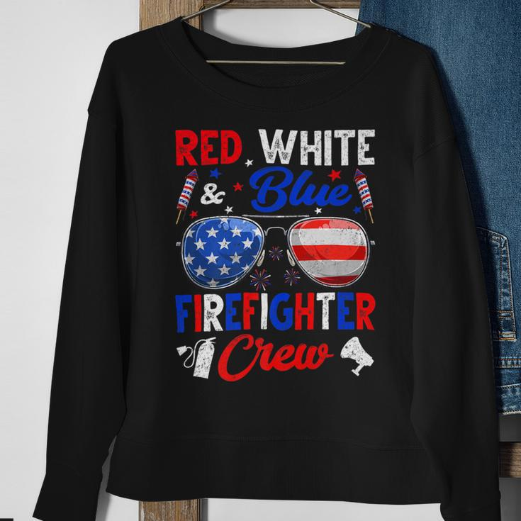 Firefighter Vintage Red White Blue Firefighter American Flag Sweatshirt Gifts for Old Women
